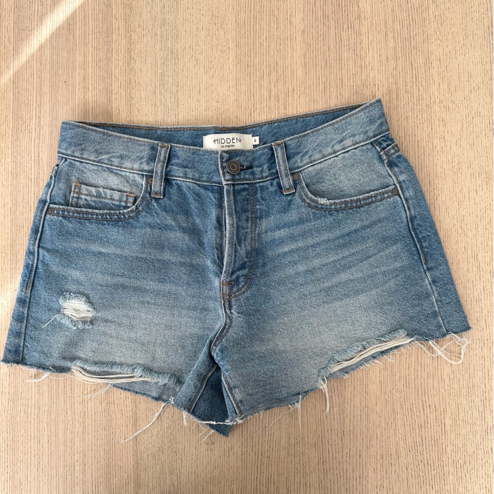 Hidden Women's Light Blue Distressed Denim Jean Shorts
